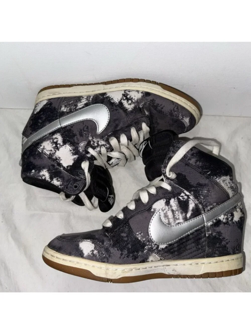 Nike Women’s Dunk Sky High Print Black 543258-004 Sneakers 8.5 Hidden Wedge